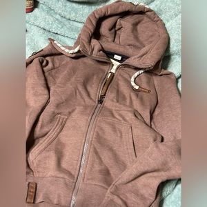 Full zip light brown hoodie